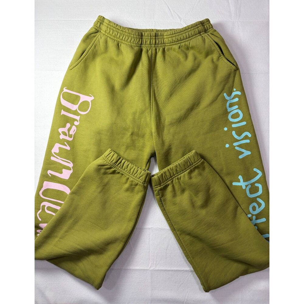 Brain Dead Perfect Visions Heavyweight Fleece Sweatpants Olive Green Pink Small